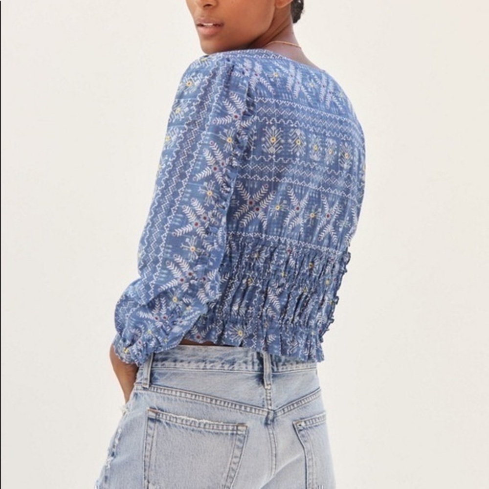 Anthropologie printed wrap top